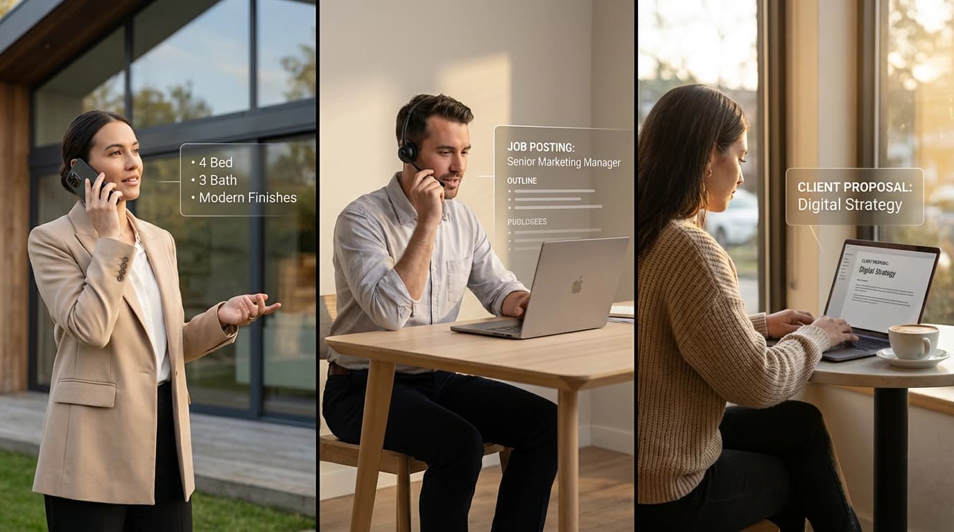 Type Less, Close More: How Voice Dictation Helps Real Estate Agents, HR Pros, and Freelancers Crush Their Writing Workload